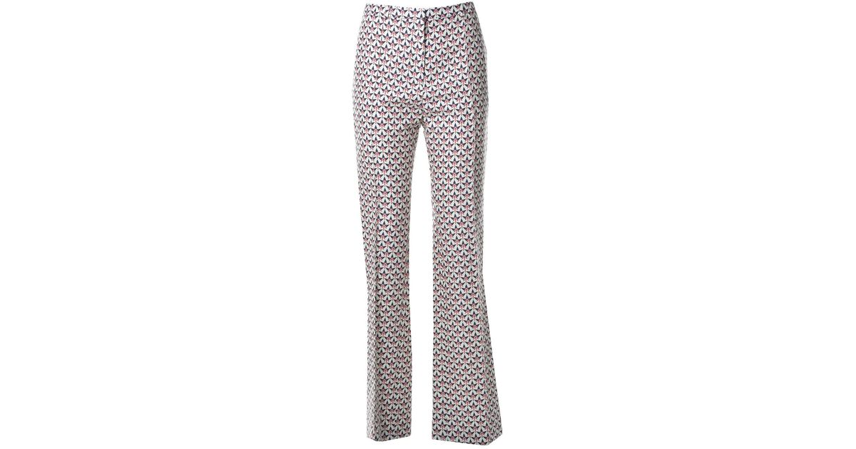 Paco Rabanne Cotton High Waisted Flared Trousers - Lyst