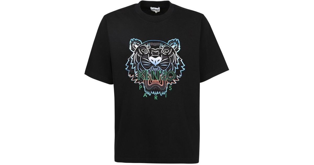 KENZO Tiger Embroidered Crewneck T-shirt in Black for Men | Lyst