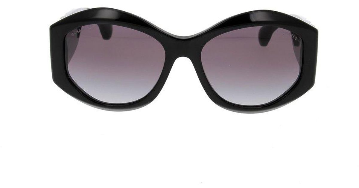 Fern Kamel Forsømme Chanel Oversized Frame Sunglasses in Black | Lyst