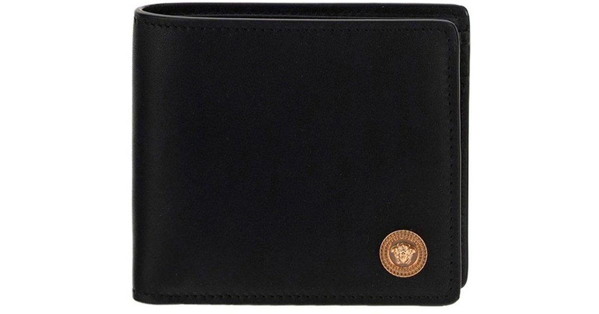 Versace Leather Medusa Plaque Bifold Wallet in Black for Men Lyst