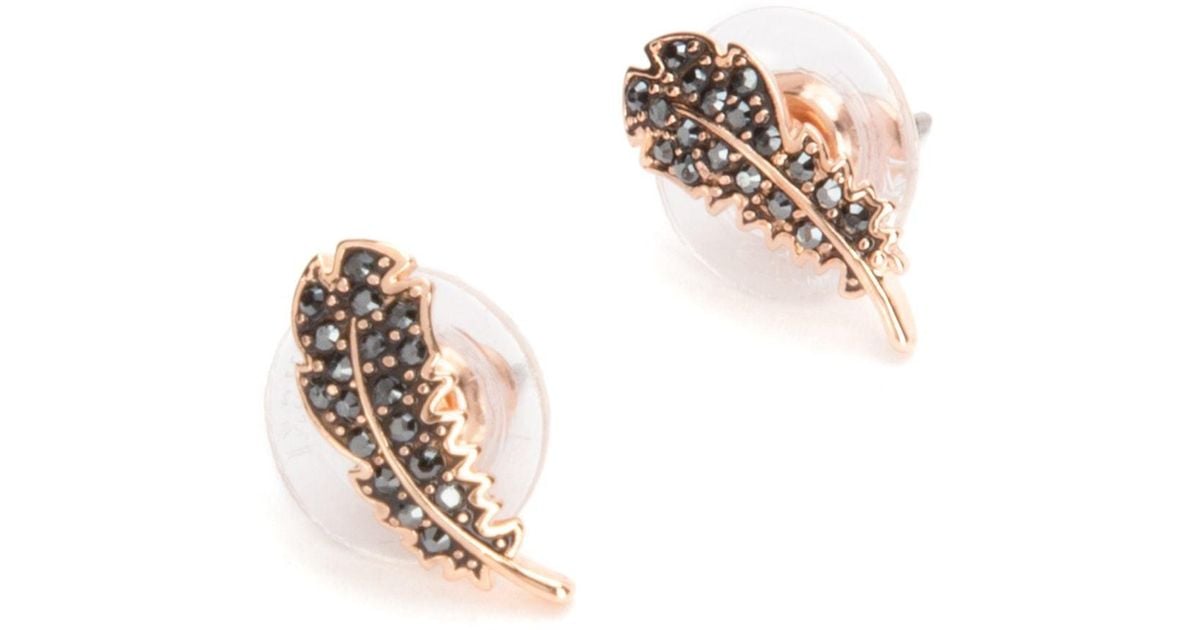 Swarovski Naughty Pierced Feather Earrings in Black Lyst Canada