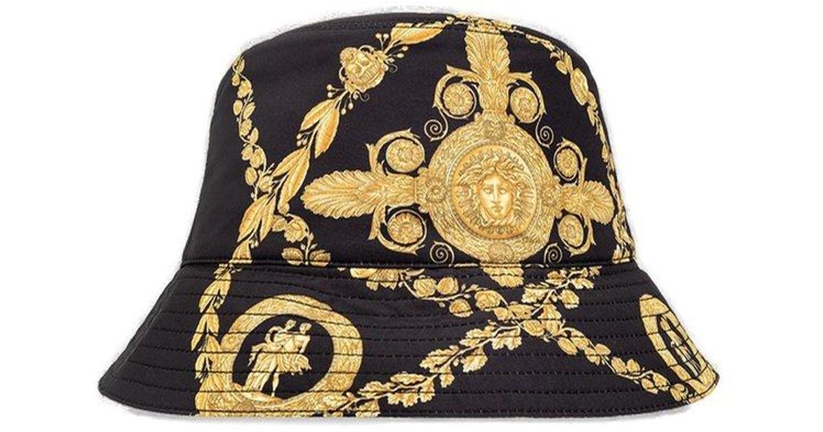 Versace Printed Bucket Hat in Black for Men | Lyst