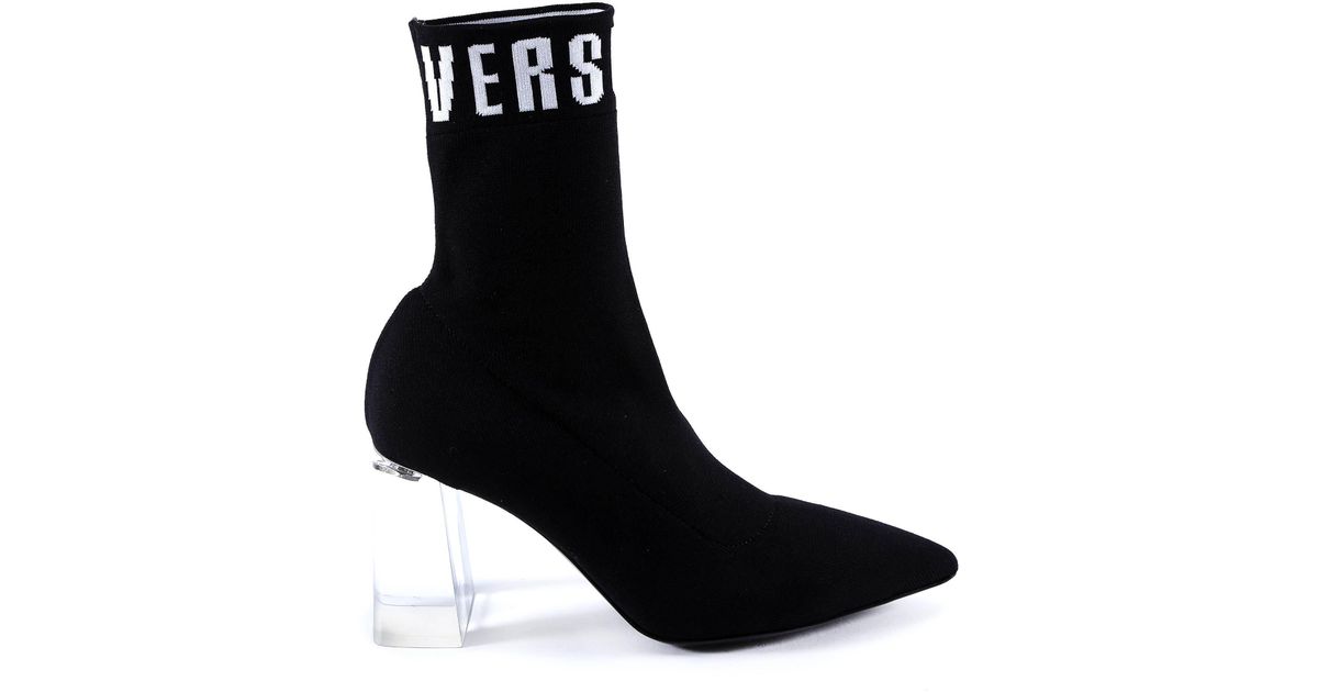Versus Synthetic Clear Heel Sock Boots 