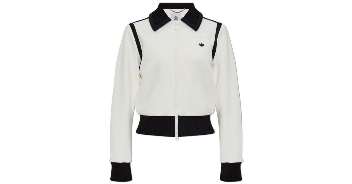 adidas Originals Premium Collared Track Top in Black | Lyst