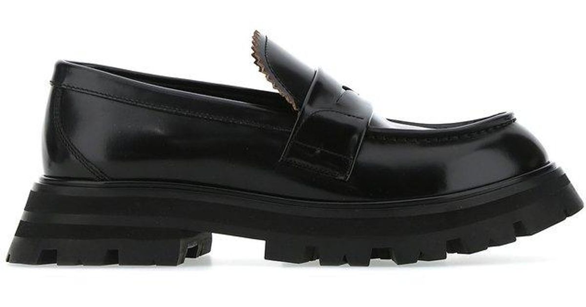 Alexander McQueen Leather Wander Penny Loafers in Black - Lyst
