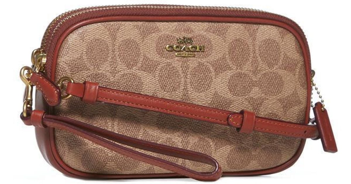 COACH Leather Signature Crossbody Bag in Brown Lyst