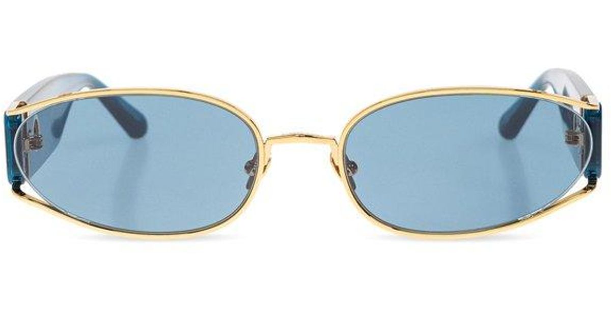 Linda Farrow Shelby Oval Frame Sunglasses In Blue 