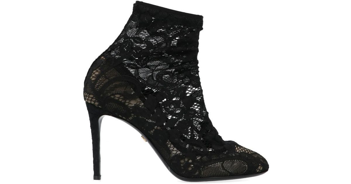 Dolce & Gabbana Lace Sock Pumps in Black - Lyst