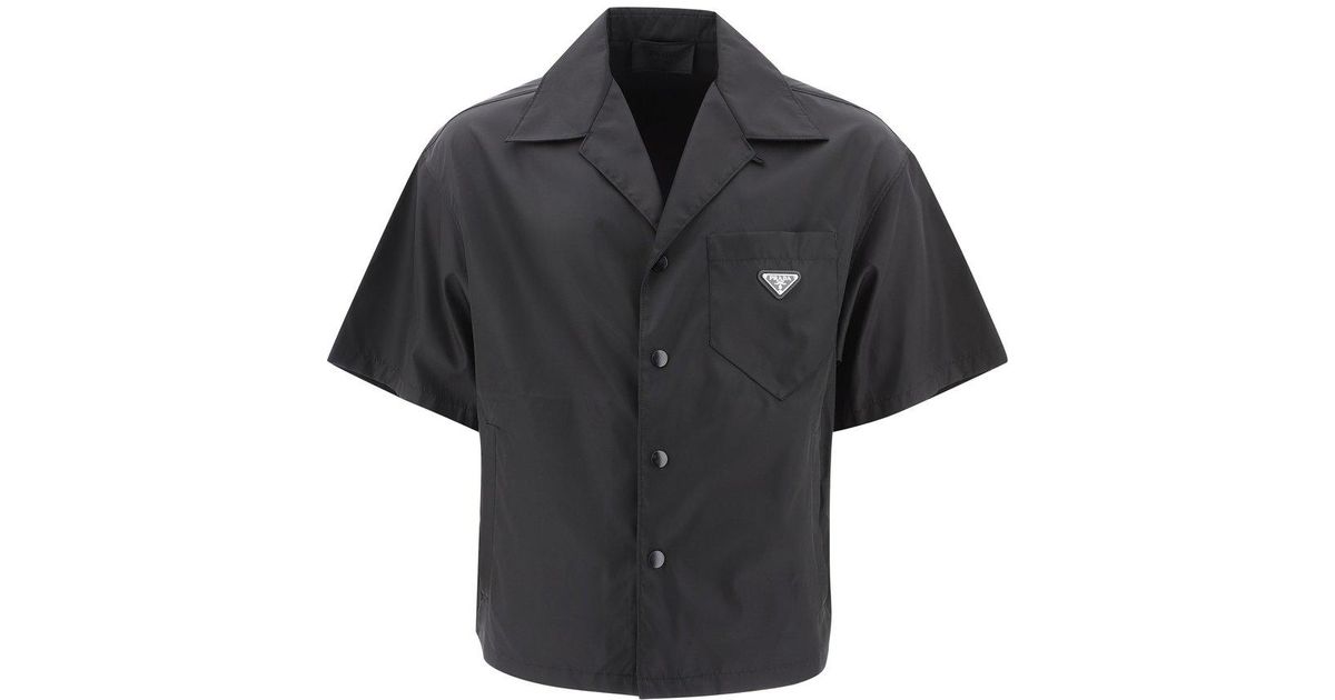 Prada Synthetic Re-nylon Short-sleeve Shirt in Black for Men | Lyst