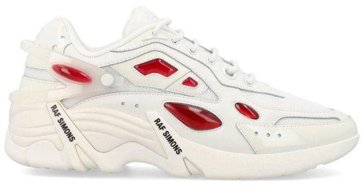 Raf Simons Antei Panelled Lace-up Sneakers in White | Lyst