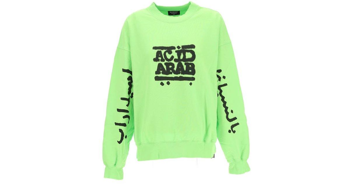 Balenciaga Music Acid Arab Merch Crewneck Sweatshirt in Green | Lyst