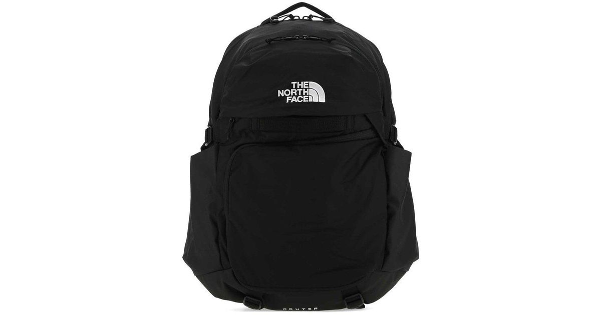Black Nylon Router Backpack for Men 