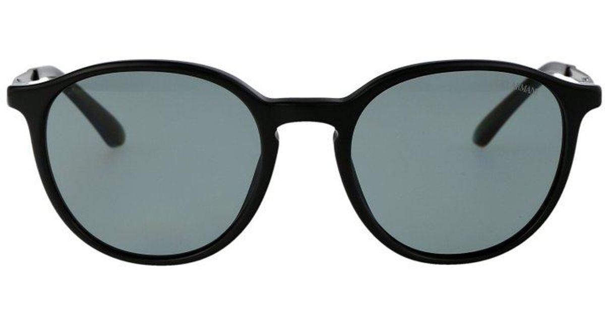 Armani Round Frame Sunglasses in Black for Men Lyst UK