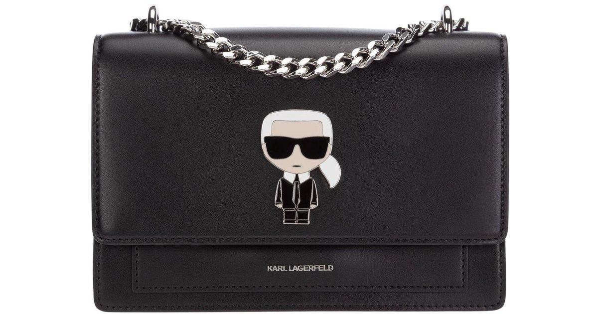 Karl Lagerfeld Leather K/ikonik Lock Shoulder Bag in Black | Lyst Canada