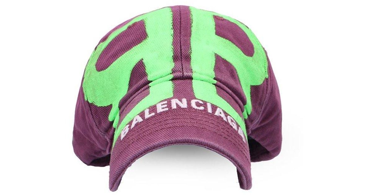 Balenciaga Spray Paint Logo Baseball Cap in Purple for Men Lyst