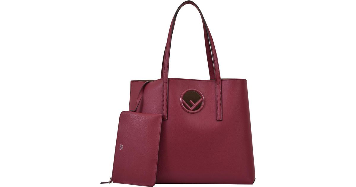 Fendi Leather Logo Shopper Tote Bag - Lyst