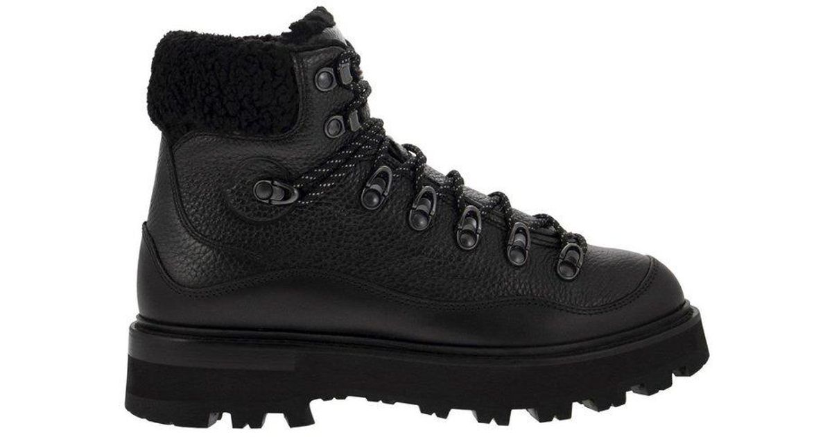 Moncler Logo Debossed Lace up Boots in Black Lyst Australia