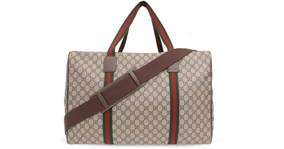Gucci Web Detailed Maxi Duffle Bag in Brown for Men Lyst Canada