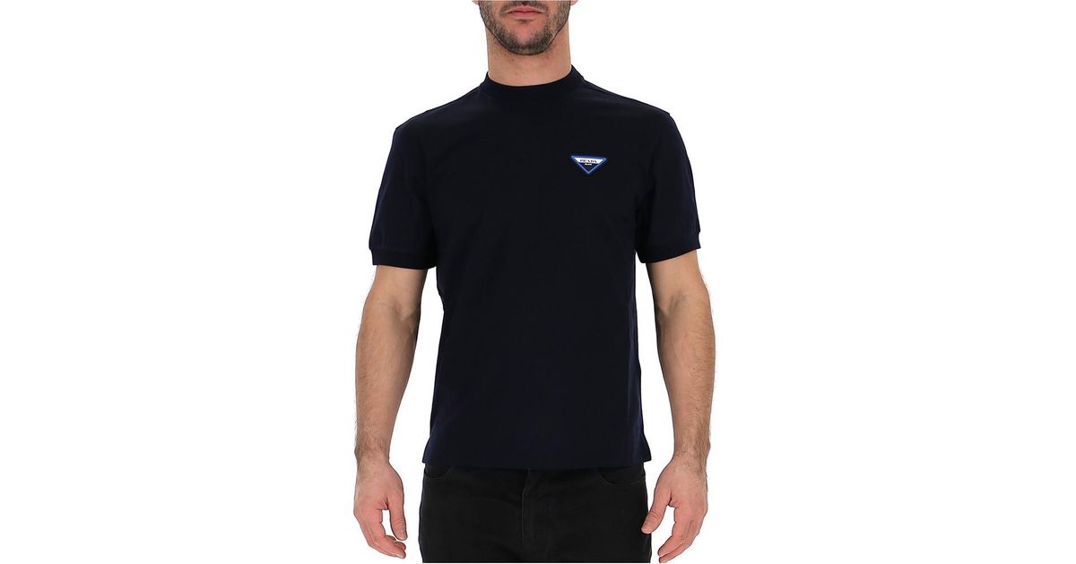 Prada Logo Patch T-shirt in Blue for Men | Lyst Canada