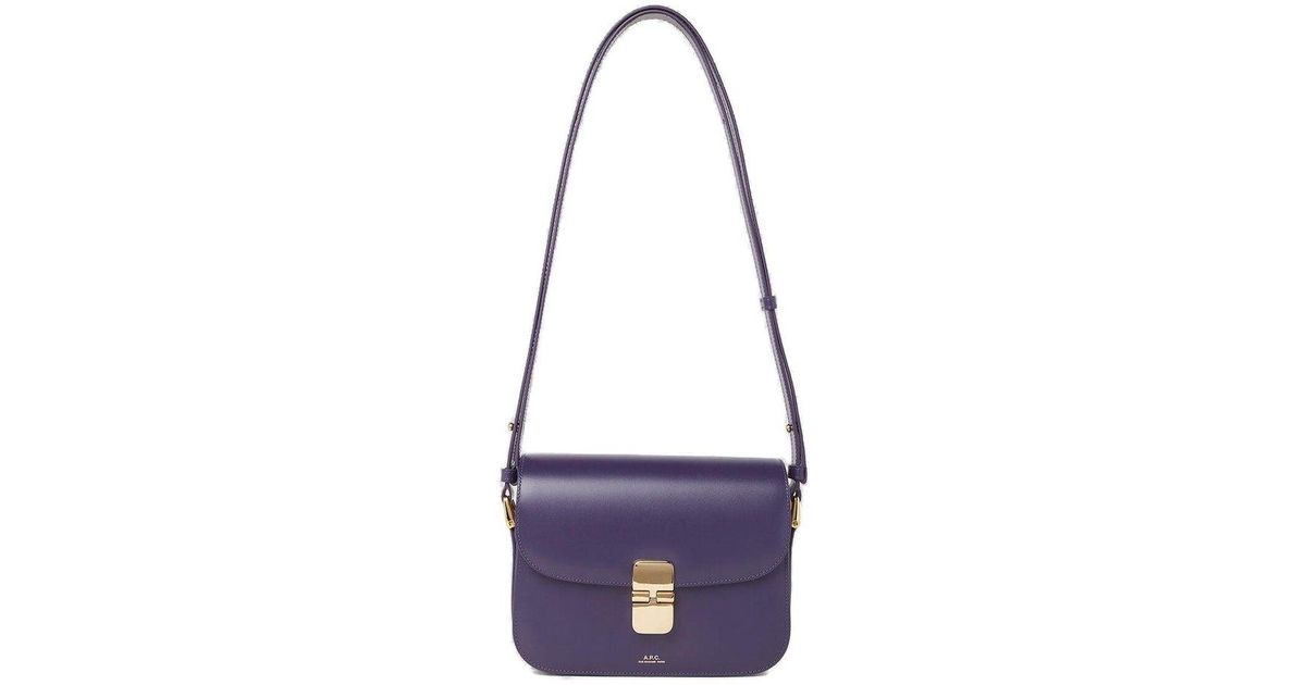A.P.C. Grace Logo Detailed Crossbody Bag in Purple Lyst