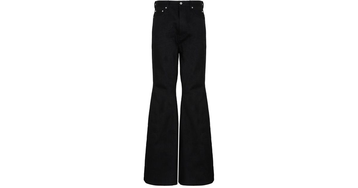 Rick Owens Denim High-rise Bootcut Jeans in Black for Men | Lyst UK