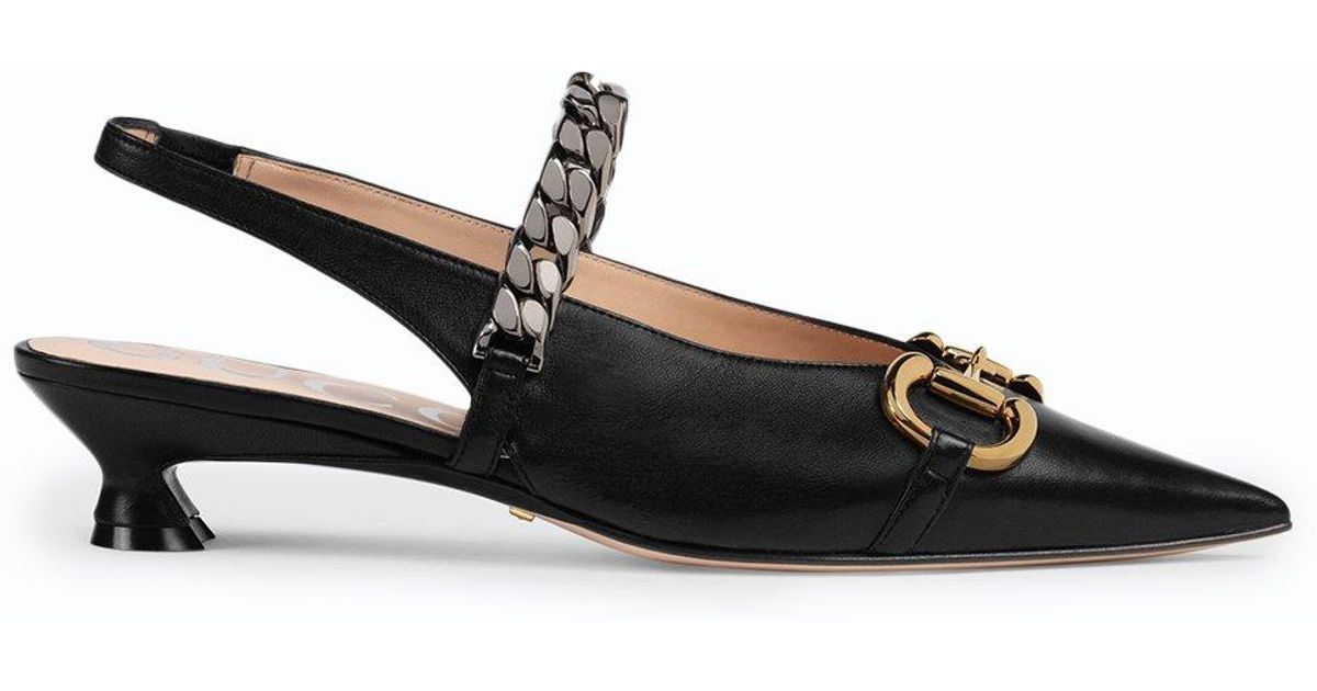 Gucci Leather Pump With Horsebit in Black Lyst