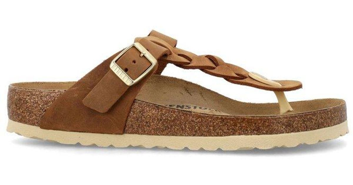 Birkenstock Braid-detailed Slip-on Sandals in Brown | Lyst UK