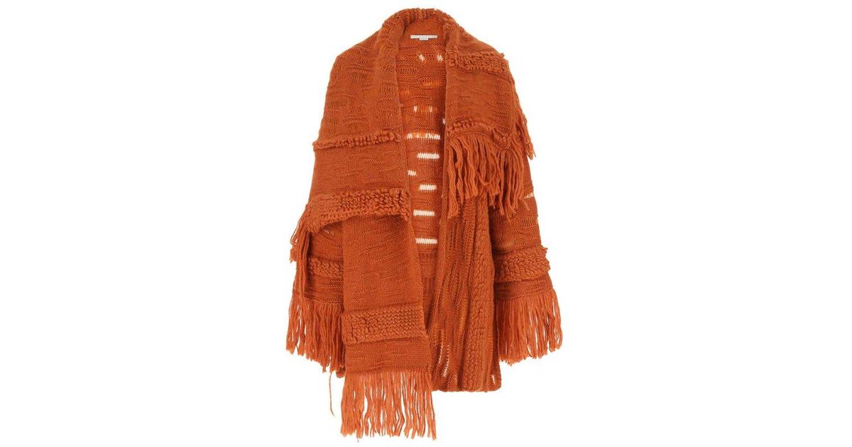 Womens Clothing Coats Capes Stella McCartney Wool Asymmetric Fringed Cape in Orange Save 56% 