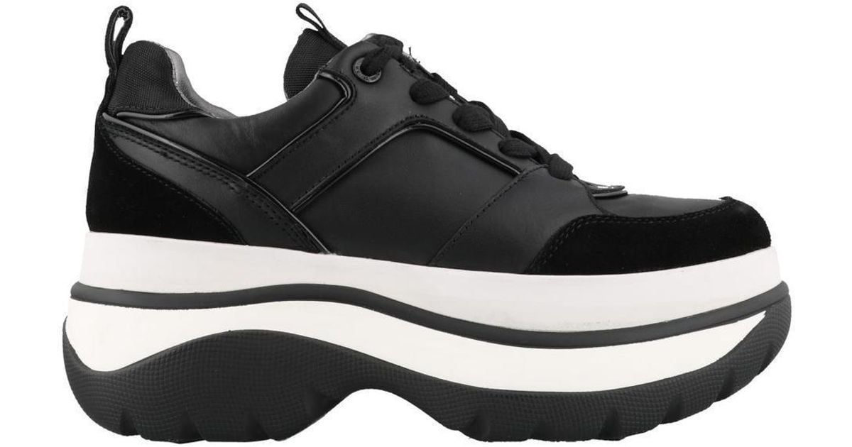 michael michael kors felicia leather and canvas platform trainer
