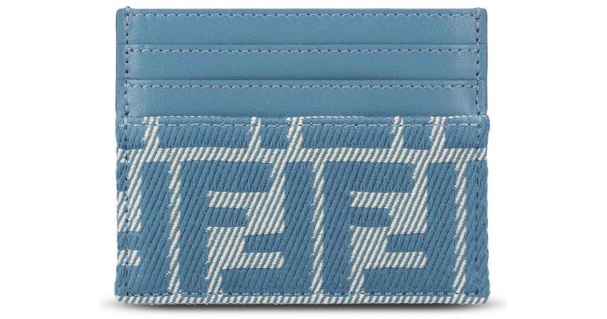 【Fendi】Baguette FF jacquard card holder - Blue Fendi Baguette Ff Jacquard Card Case in Blue | Lyst UK