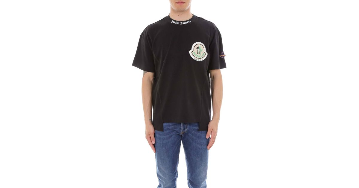 Moncler Genius Cotton Palm Angels - Maglia T-shirt in Black for Men | Lyst