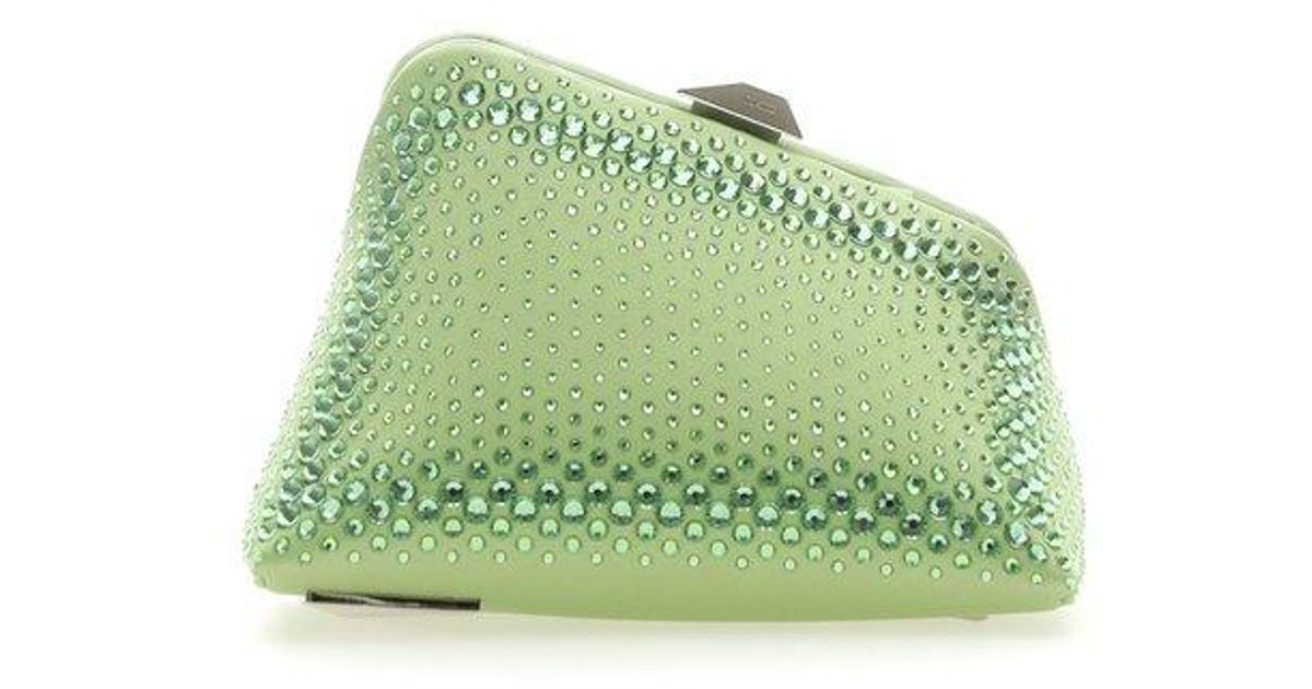 Fortune Gold Squared Multi-Coloured crystal Embellished Mini Clutch Bag