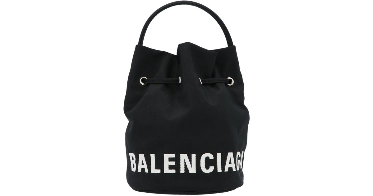 Balenciaga Synthetic Wheel Xs Drawstring Bucket Bag in Black - Lyst