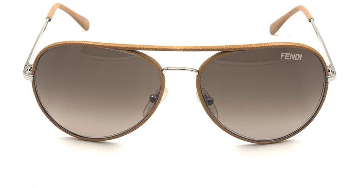 Fendi Aviator Frame Sunglasses in Brown | Lyst UK