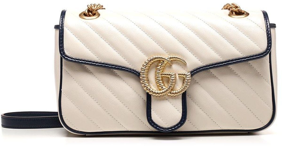 Gucci GG Marmont Small Shoulder Bag in White Lyst