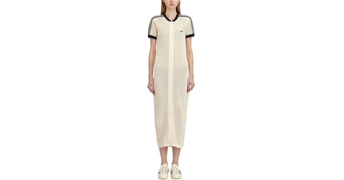 adidas Originals Premium Crochet Dress in Natural | Lyst