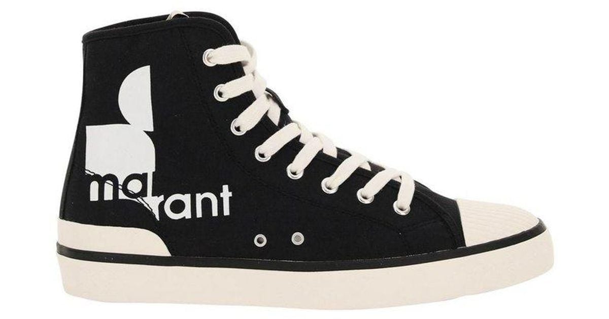 Isabel Marant Cotton Benkeen High-top Sneakers in Black | Lyst