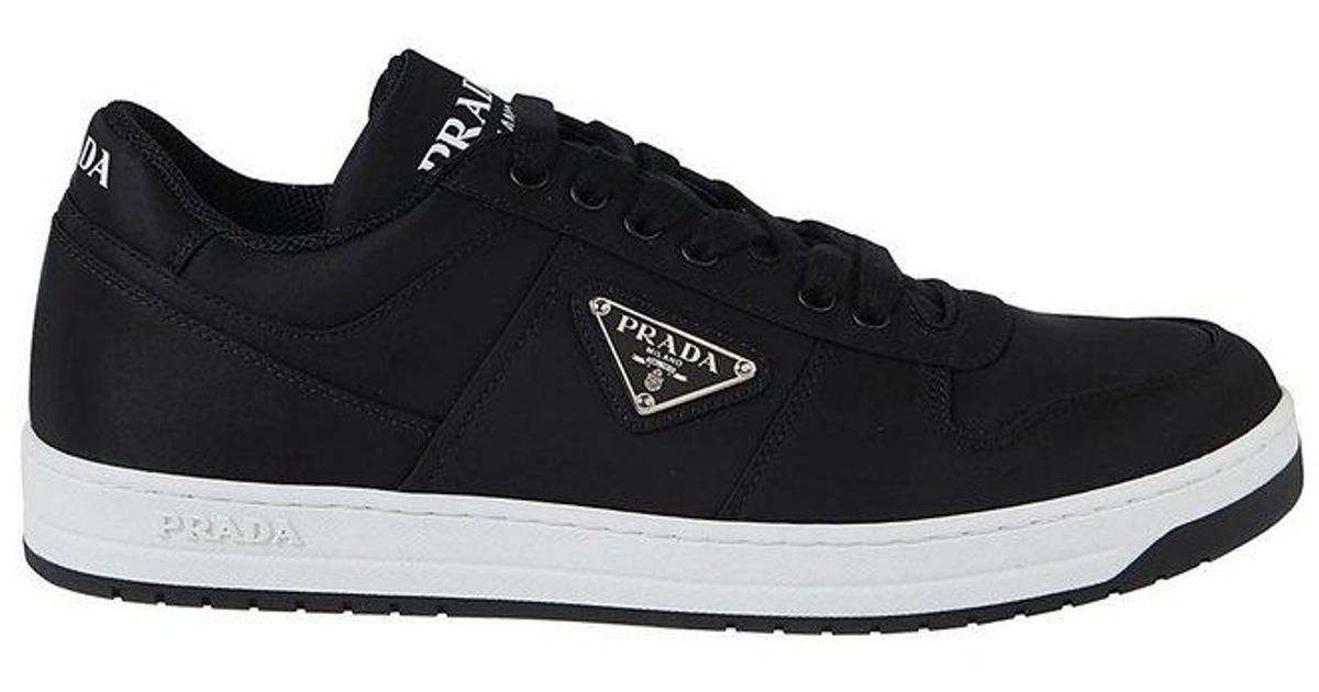 prada logo plaque lace up sneakers