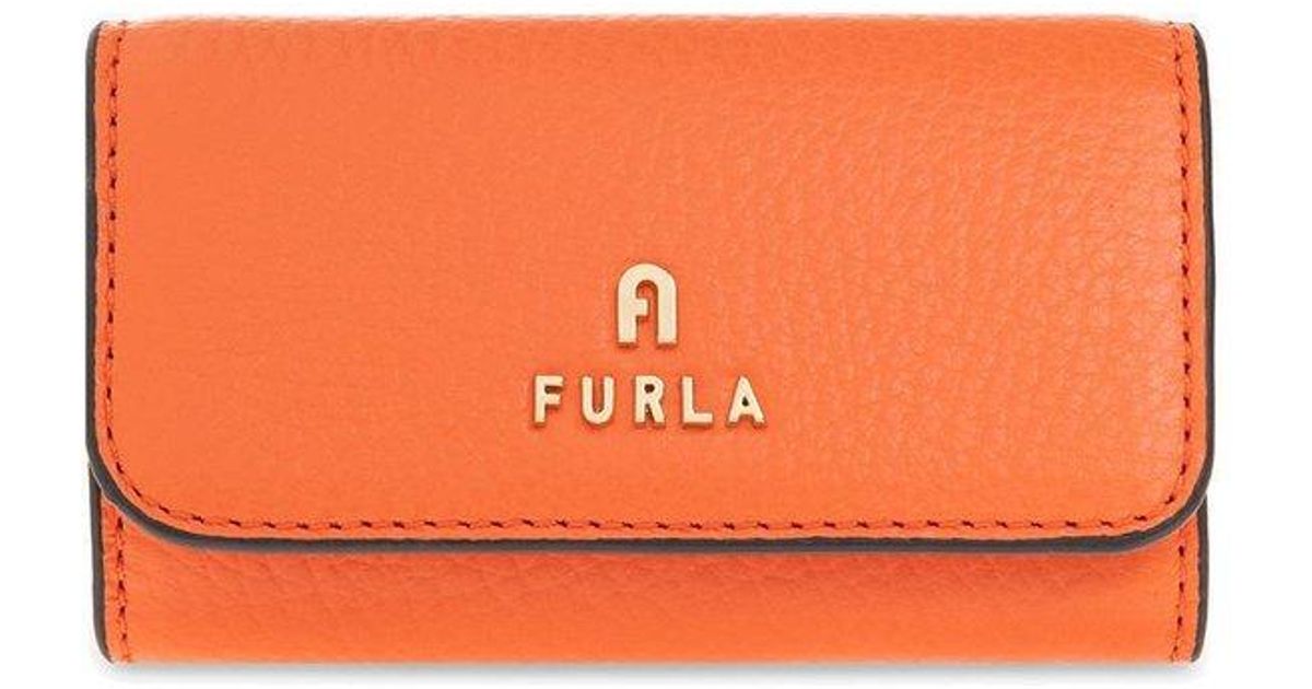 Furla Logo Lettering Camelia Key Case in Orange | Lyst