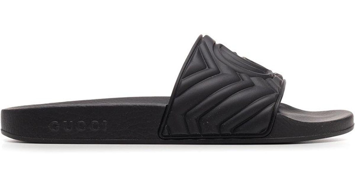 Gucci Pursuit Logo-embossed Rubber Sliders in Black for Men - Lyst