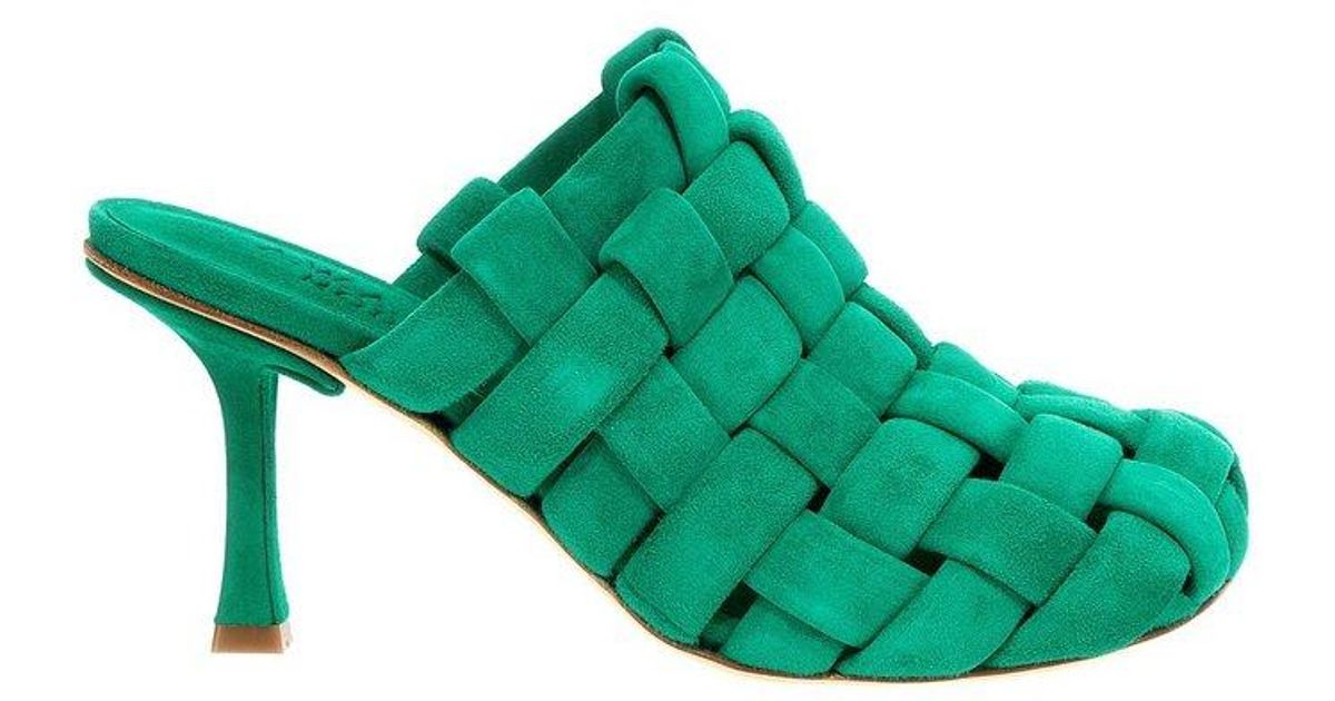 A.W.A.K.E. MODE Wilma Chubby Slip-On Pumps in Green | Lyst