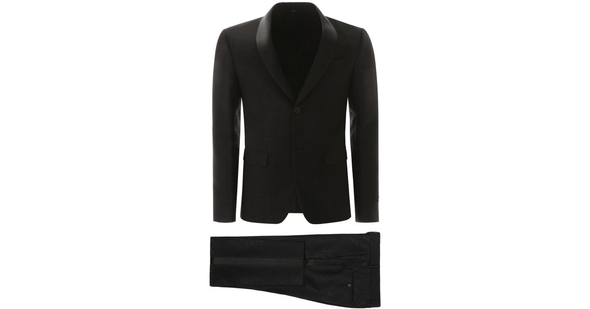 Fendi Wool Ff Printed Suit in Black for Men - Lyst