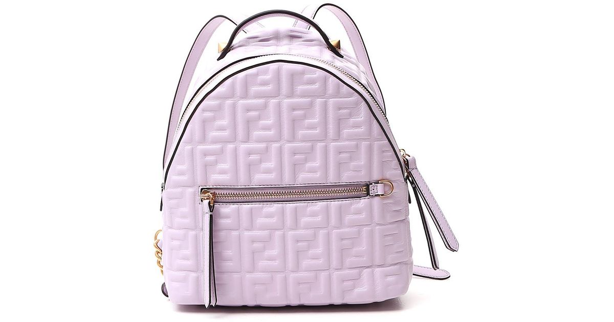 Fendi Leather Ff Logo Embossed Mini Backpack in Pink - Lyst