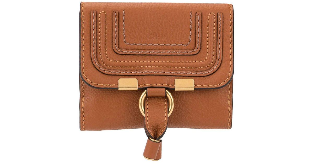 Chloé Leather Marcie Compact Wallet in Brown - Lyst