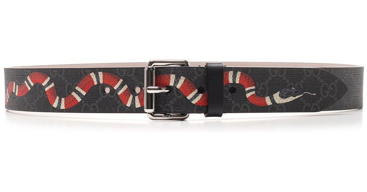 gucci leather belt with kingsnake