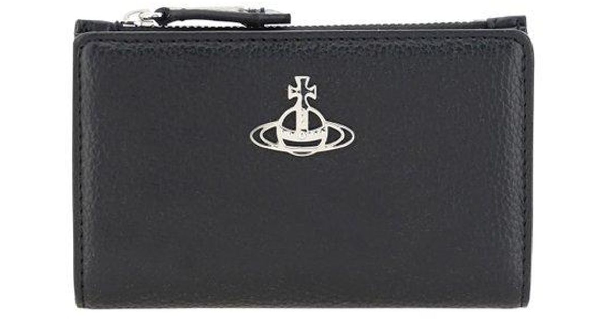 Vivienne Westwood Orb-plaque Zipped Compact Wallet in Black | Lyst