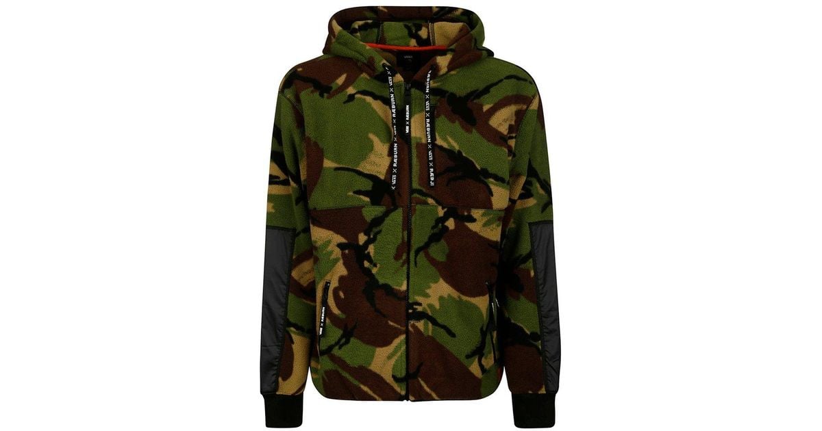 Vans Camouflage Zip-up Hooded Drawstring Jacket in Green for Men | Lyst