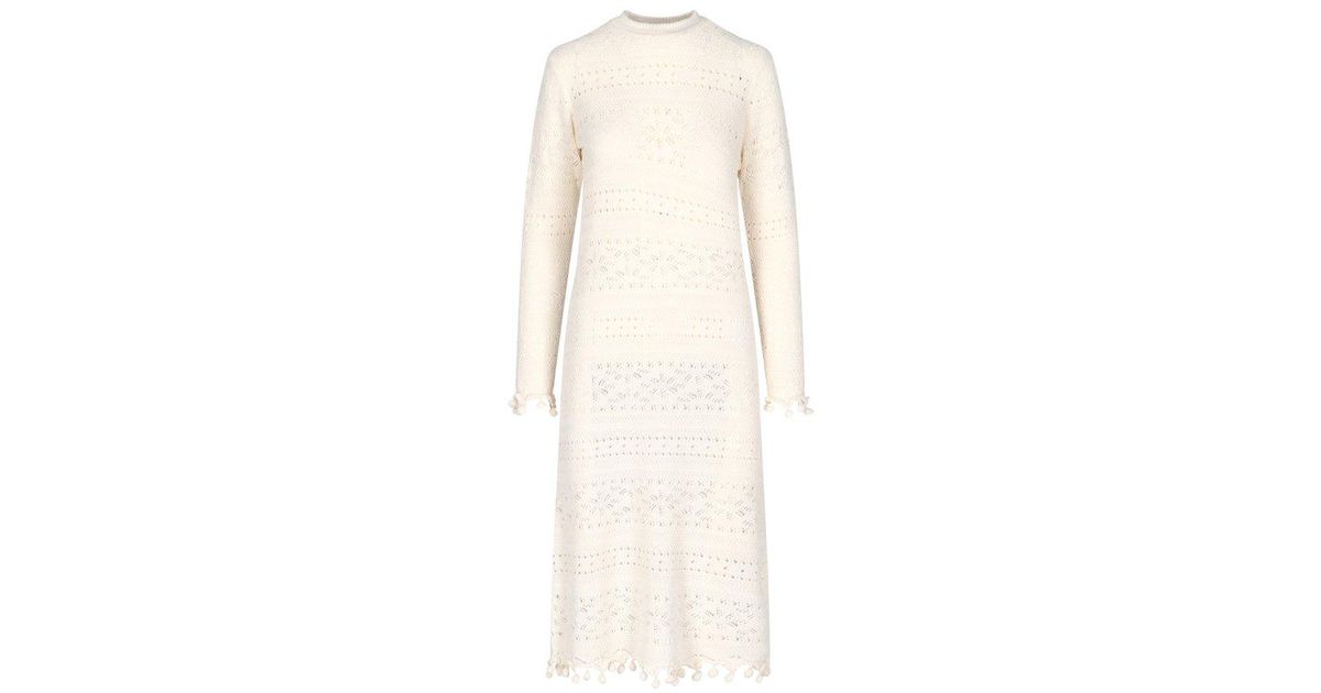 Zimmermann 'postcard Textured' Knitted Dress in White Save 21 Lyst