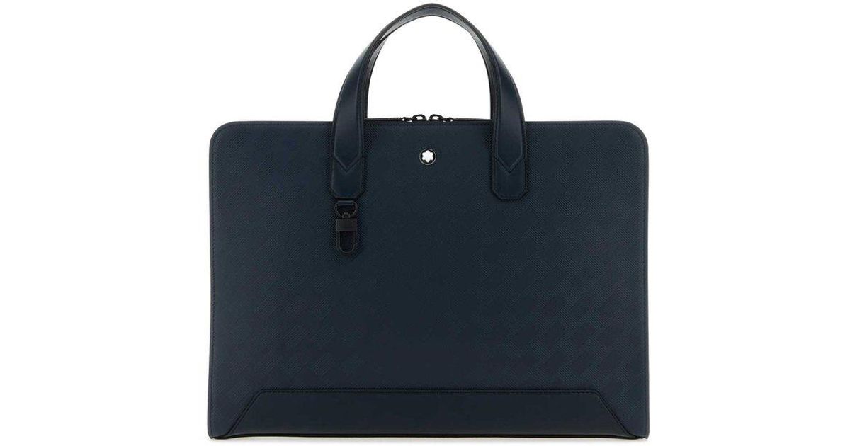 Montblanc Embossed Top Handle Laptop Bag in Blue for Men Lyst