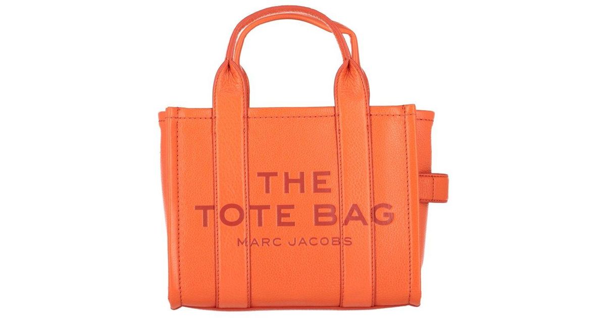 Marc Jacobs Leather Logo Embossed Mini Tote Bag in Orange Lyst UK